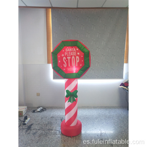 Santa inflable de vacaciones Deténgase aquí para la decoración navideña